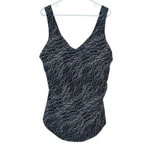 NEW Swimsuits for All Sarong Front One Piece Swimsuit Sz 28  5X Black White NWT